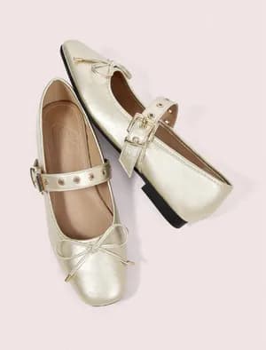 Bow ballerina with buckle flat