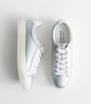 faux leather contrast heel tab trainers