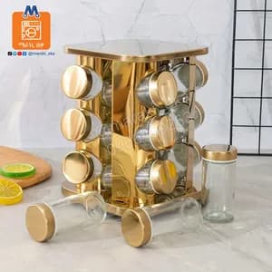 12-Piece Rotating Glass Spice Jar Set