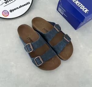 Birkenstock Arizona Suede Dusty Blue Sandals