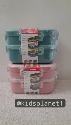 Double layer partition lunch box with stainless steel thermos