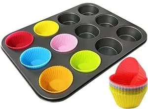 12-Hole Muffin Pan with Silicone Molds