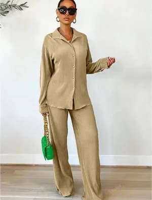 Small Beige Women's Two-Piece Outfit