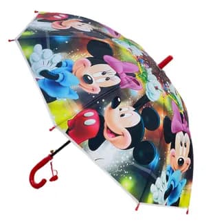 Mickey-Themed Kids Umbrella with Red Handle