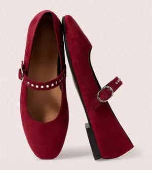Faux suede ballerina with buckle belt