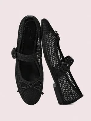 Mesh ballerina with buckle belt