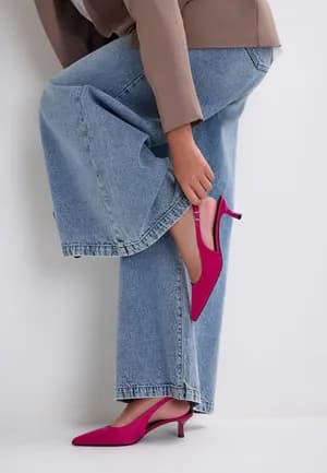Peacock slingback kitten heel