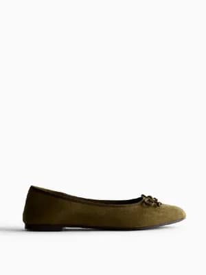 Primark Bow Ballerina Flat Army Green