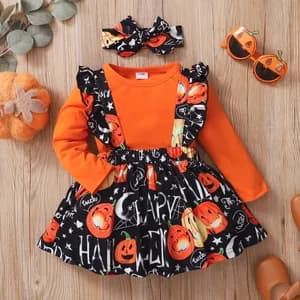 Halloween Long-Sleeve Orange Baby Set