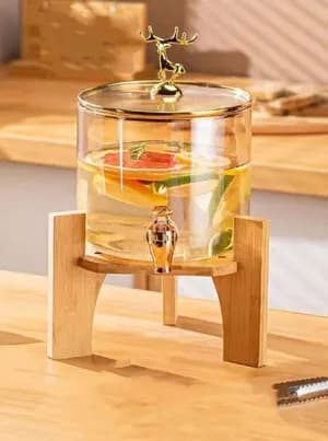 5 Liter Glass Dispenser Jar With Stand Rack