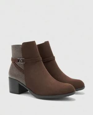 Buckle decor suede heeled boots