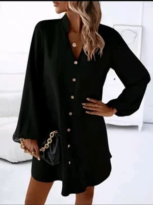 Women's Black Button Down Dress