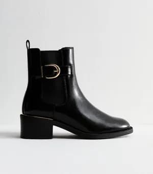 New look gold buckle heeled boots