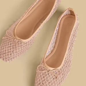 MAX beaded bow detail ballerina shoe