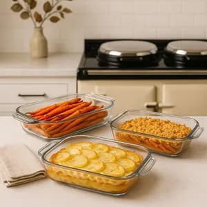 Glass Bakeware Tray 3 Piece Set