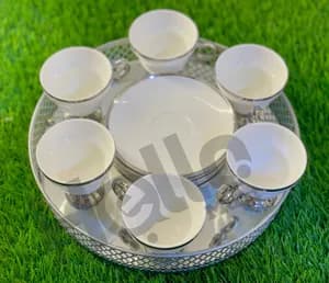 Decorative Round Metal Service Tray