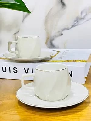 Elegant White Ceramic Tea Cup Set