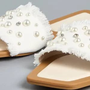MAX embellished slip on flat sandals