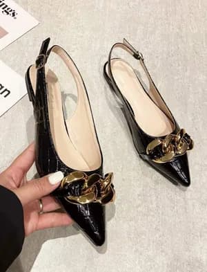 Chain decor crocodile embossed sandals