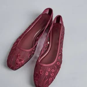 MAX floral mesh slip on flat