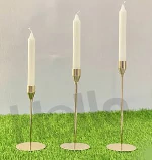Gold Metal Candle Holder Set