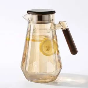 Clear Glass Pitcher with Wooden Lid