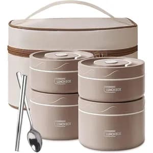 4-tier stackable thermal insulated lunch box set