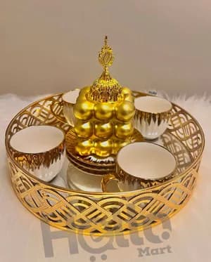Gold Service Tray Cup Set