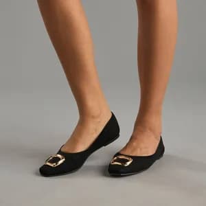 MAX ribbed slip on ballerina with metal accent