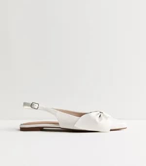 New look faux leather bow appliqué slingback flat