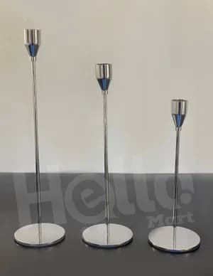 Silver Metal Candle Holder Set