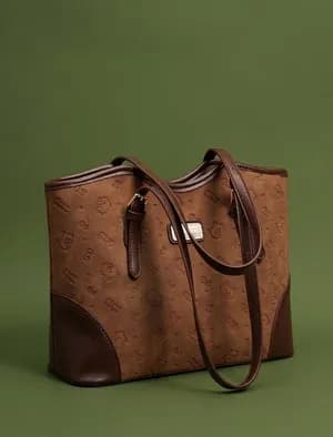 Faux Suede Shoulder Tote Bag