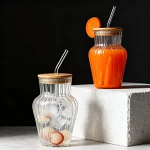 Mojito Glass with Bamboo Lid and Straw