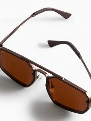 Primark Brown Metal Geometric Sunglasses