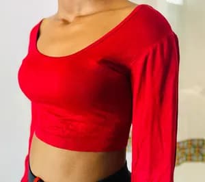 Red Long Sleeve Crop Top