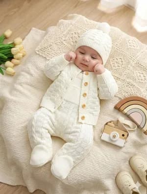 Unisex cozy sweater long-sleeve cardigan and hat set