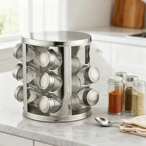 12-Slot Rotating Spice Carousel Organizer