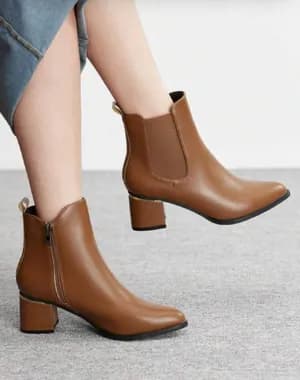 Point toe low heel ankle boots