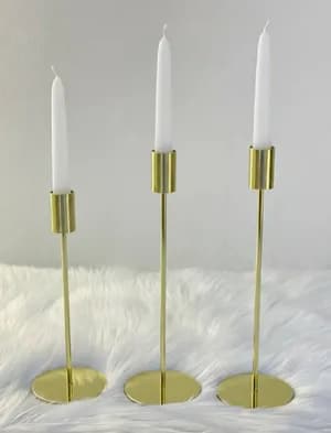 Gold Metal Candle Holder Set