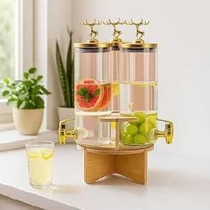 3 in 1 Glass Rotating Dispenser with Stand