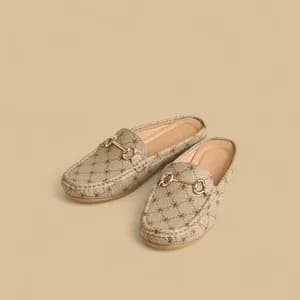MAX printed metallic accent mules