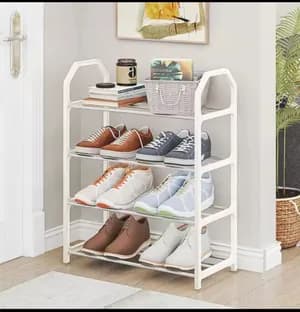 4-Layer Plastic Stainless Steel Shoe Rack