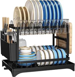 2-Tier Stainless Steel Dish Drainer Rack