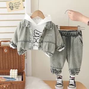 Toddler boys casual 3 piece set jeans outfit