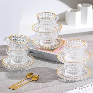 Luxury European Glass Tea Cup Set