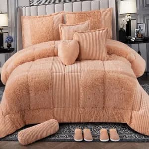 12-Piece Fur Comforter Bedding Set
