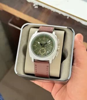 Fossil Leather Chronograph Green Dial Watch