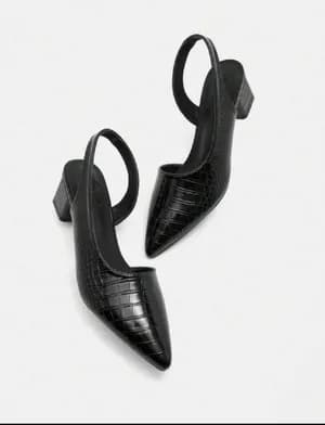 Pointed toe block low heel