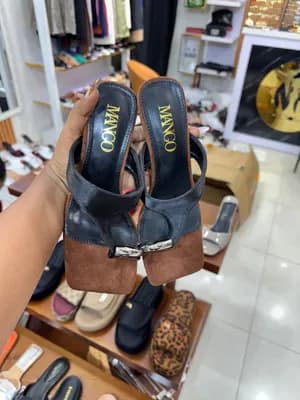 Women's Black Block Heel Sandals