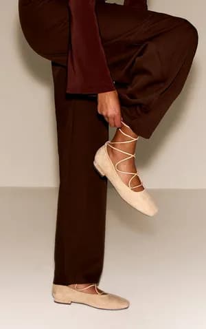 PRETTYLITTLETHING faux suede ballet flat